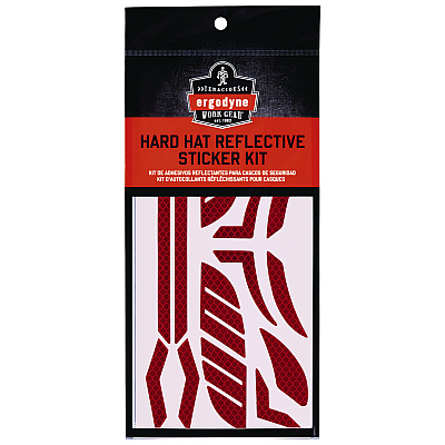 ergodyne Skullerz 8961 Reflective Hard Hat and Safety Helmet Sticker Kit, 18 Assorted Stickers, Red (EGO61105)