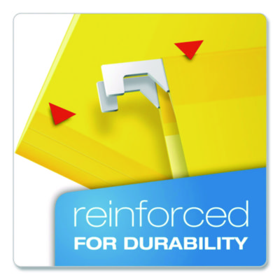 Pendaflex Extra Capacity Reinforced Hanging File Folders with Box Bottom, 2" Capacity, Legal Size, 1/5-Cut Tabs, Yellow, 25/Box (PFX4153X2YEL)