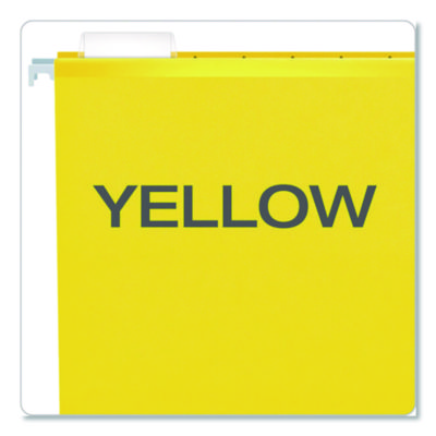 Pendaflex Extra Capacity Reinforced Hanging File Folders with Box Bottom, 2" Capacity, Legal Size, 1/5-Cut Tabs, Yellow, 25/Box (PFX4153X2YEL)