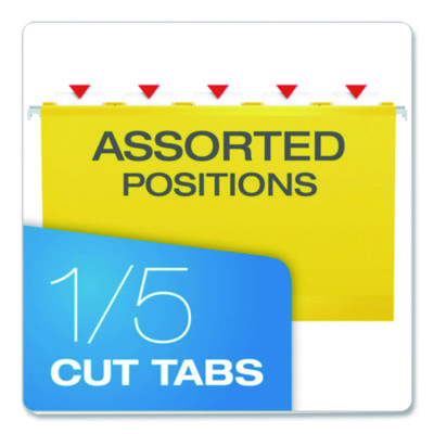 Pendaflex Extra Capacity Reinforced Hanging File Folders with Box Bottom, 2" Capacity, Legal Size, 1/5-Cut Tabs, Yellow, 25/Box (PFX4153X2YEL)