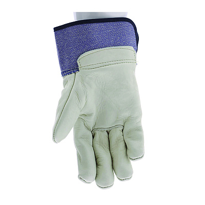 MCR Safety Mustang Leather Palm Gloves, Blue/Cream, X-Large, Dozen (MPG1935XL)