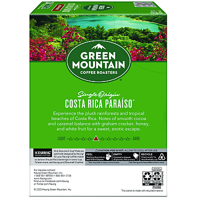 Green Mountain Coffee Roasters Roasters Roasters K-Cup Pods Costa Rica Paraiso, 24/Box (GMT8087)