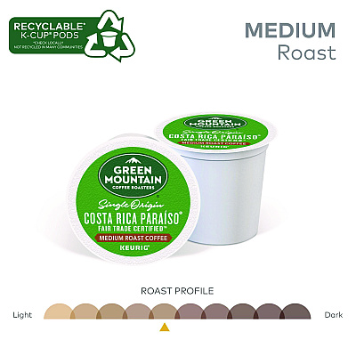Green Mountain Coffee Roasters Roasters Roasters K-Cup Pods Costa Rica Paraiso, 24/Box (GMT8087)