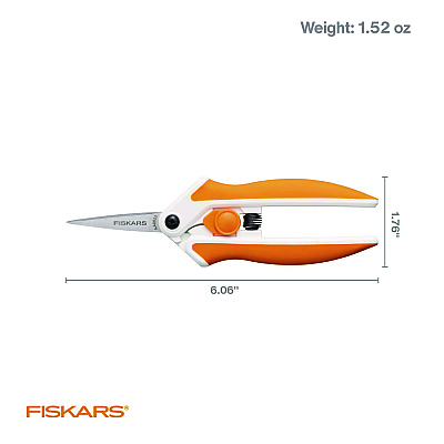 Fiskars Micro-Tip Easy Action Scissors, 6.1" Long, 1.75 Cut Length, Orange/White Handle (FSK1069767)