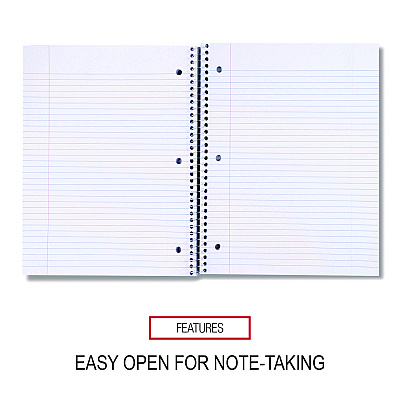 Universal Wirebound Notebook, 5-Subject, Medium/College Rule, Black Cover, (200) 11 x 8.5 Sheets (UNV66500)