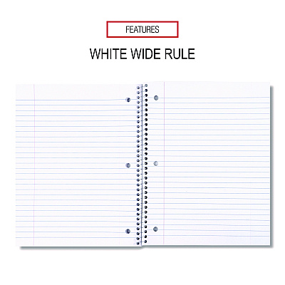 Universal Wirebound Notebook, 1-Subject, Wide/Legal Rule, Black Cover, (70) 10.5 x 8 Sheets (UNV66620)