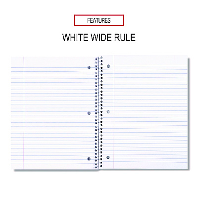 Universal Wirebound Notebook, 1-Subject, Wide/Legal Rule, Assorted Cover Colors, (70) 10.5 x 8 Sheets, 4/Pack (UNV66624)