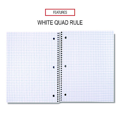 Universal Wirebound Notebook, 1-Subject, Quadrille Rule (4 sq/in), Black Cover, (70) 10.5 x 8 Sheets (UNV66630)