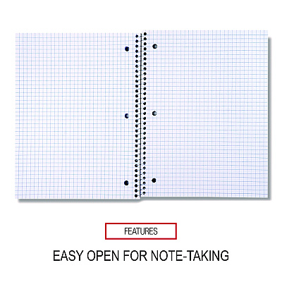 Universal Wirebound Notebook, 1-Subject, Quadrille Rule (4 sq/in), Assorted Cover Colors, (70) 10.5 x 8 Sheets, 4/Pack (UNV66634)
