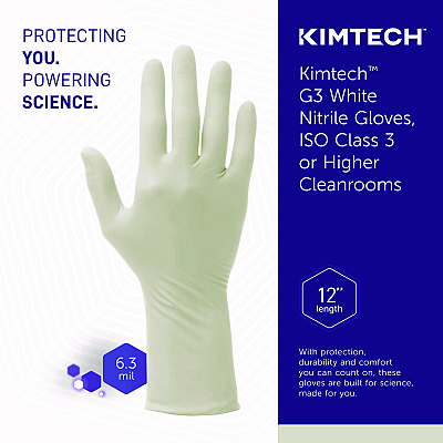 Kimtech G3 White Nitrile Gloves, X-Large, 6.3 mil, 1,000/Carton (KCC56886)