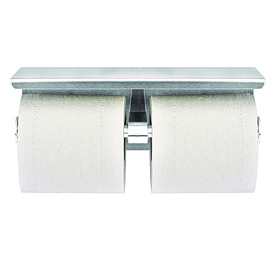 Alpine Double Post Toilet Paper Holder with Shelf Storage Rack, 3.87 x 10.5 x 3.95, Brushed Stainless Steel (ALHALP487B)