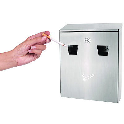 Alpine Wall-Mounted Safe Cigarette Disposal Station Outdoor Ashtray, Stainless Steel (ALHALP49001SS)
