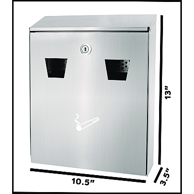 Alpine Wall-Mounted Safe Cigarette Disposal Station Outdoor Ashtray, Stainless Steel (ALHALP49001SS)