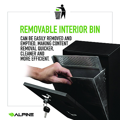 Alpine Wall-Mounted Safe Cigarette Disposal Station Outdoor Ashtray, Stainless Steel, Black (ALHALP49001BLK)