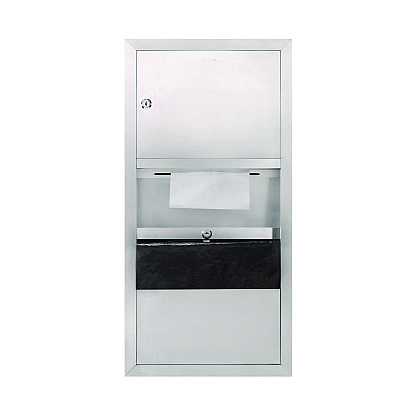 Alpine Stainless Steel Surface-Mounted Paper Towel Dispenser with Waste Receptacle, 28 x 4 x 14 (ALHALP494)