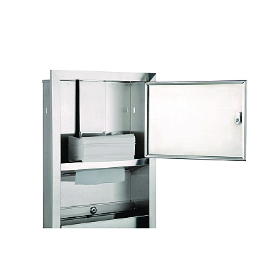 Alpine Recessed Commercial Paper Towel Dispenser with 2 Gal Waste Receptacle, 28 x 4.3 x 14, Stainless Steel (ALHALP495)