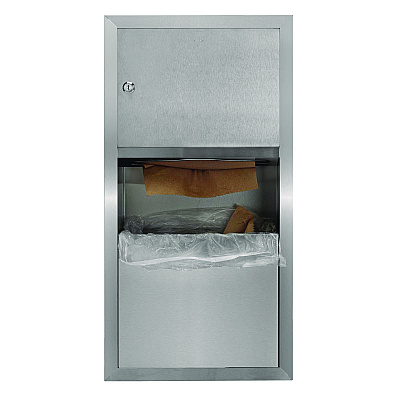 Alpine Recessed Commercial Paper Towel Dispenser with 2 Gal Waste Receptacle, 28 x 4.3 x 14, Stainless Steel (ALHALP495)