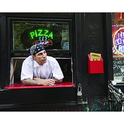 Alpine LED Oval Pizza Sign, 23 x 14, Black Frame, Green/Orange/Red/White Graphics (ALHALP49707)
