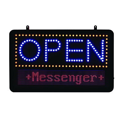 Alpine LED Programmable Message Board Open Sign, 22 x 13, Black Frame, Blue/Red Graphics (ALHALP49710)