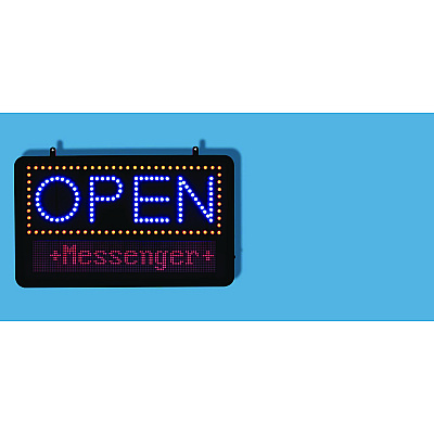 Alpine LED Programmable Message Board Open Sign, 22 x 13, Black Frame, Blue/Red Graphics (ALHALP49710)