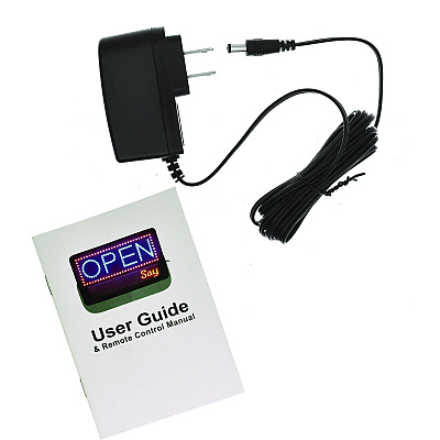 Alpine LED Programmable Message Board Open Sign, 22 x 13, Black Frame, Blue/Red Graphics (ALHALP49710)