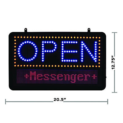 Alpine LED Programmable Message Board Open Sign, 22 x 13, Black Frame, Blue/Red Graphics (ALHALP49710)