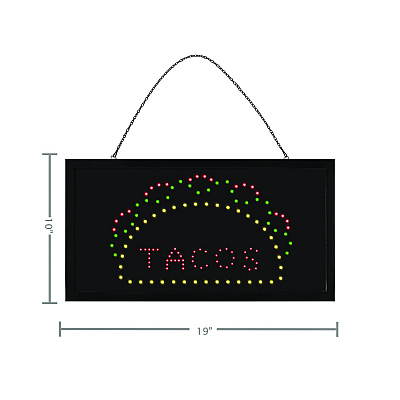 Alpine LED Rectangular TACO Sign, 19 x 10, Black Frame, Green/Red/Yellow Graphics (ALHALP49711)