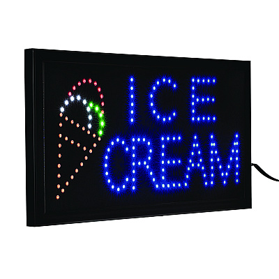 Alpine LED Rectangular Ice Cream Sign, 19 x 10, Black Frame, Blue/Green/Orange/Red/White Graphics (ALHALP49713)