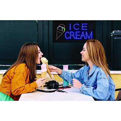 Alpine LED Rectangular Ice Cream Sign, 19 x 10, Black Frame, Blue/Green/Orange/Red/White Graphics (ALHALP49713)