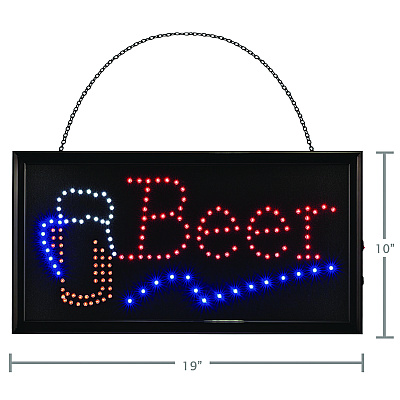 Alpine LED Rectangular Beer Sign, 19 x 10, Black Frame, Blue/Green/Orange/Red/White Graphics (ALHALP49714)