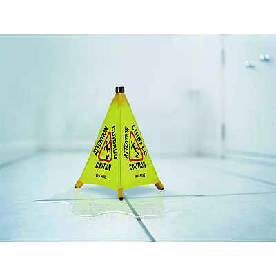 Alpine Tri-fold Multi-Lingual Pop-Up Wet Floor Sign, 2.95 x 2.55 x 20, Yellow (ALHALP49820)