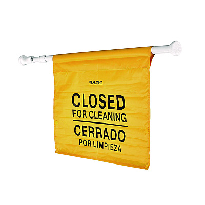 Alpine Safety Hanging Sign with Multi-Lingual Closed for Cleaning Imprint, 30.12 x 1.57 x 1.57, Yellow (ALHALP498HAN)