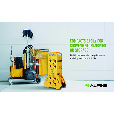 Alpine Expandable Portable Fence Barrier Safety Barricade, Plastic, 1.97 x 153.54 x 39.76, Yellow (ALHALP499BAR)