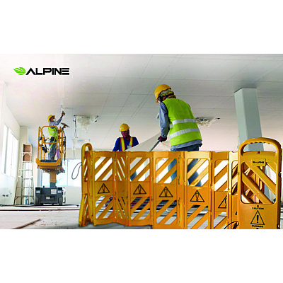 Alpine Expandable Portable Fence Barrier Safety Barricade, Plastic, 1.97 x 153.54 x 39.76, Yellow (ALHALP499BAR)