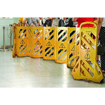 Alpine Expandable Portable Fence Barrier Safety Barricade, Plastic, 1.97 x 153.54 x 39.76, Yellow (ALHALP499BAR)