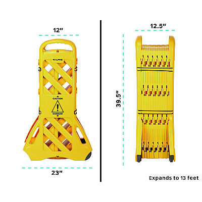 Alpine Expandable Portable Fence Barrier Safety Barricade, Plastic, 1.97 x 153.54 x 39.76, Yellow (ALHALP499BAR)