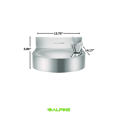 Alpine Wall-Mounted Indoor/Outdoor Water Fountain, Single-Level, Non-Filtered, Non-Refrigerated, Silver (ALHALP70001)
