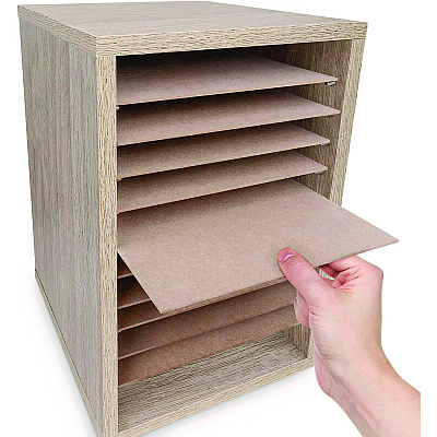 AdirOffice 11 Compartment Wood Mail Paper Sorter Literature Organizer, 11 Sections, Letter Size, 10.75 x 11.75 x 16.2, Medium Oak (ALHI50011MEO)