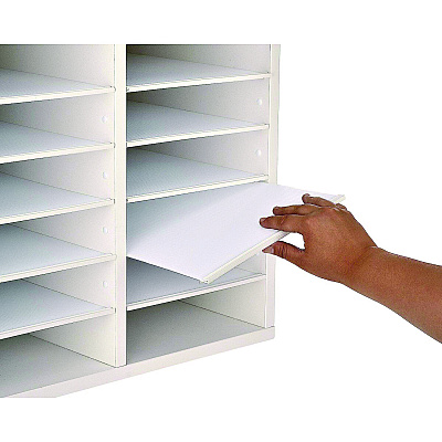 AdirOffice Wood Adjustable 12 Compartment Literature Organizer, 12 Sections, Letter Size, 20 x 11.8 x 16.3, White (ALHI50012WHI)