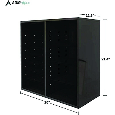 AdirOffice Wood Adjustable 16 Compartment Literature Organizer, 16 Sections, Letter Size, 20 x 11.8 x 21.4, Black (ALHI50016BLK)