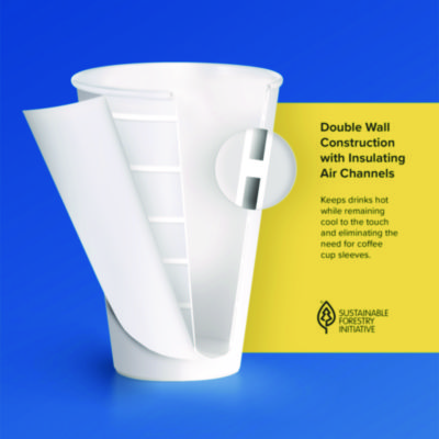 Solo Thermoguard Insulated Paper Hot Cups, 16 oz, White Sustainable Forest Print, 600/Carton (SCCDWTG16W)
