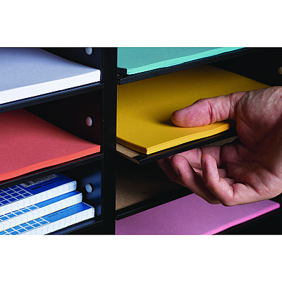 AdirOffice Wood Adjustable 24 Compartment Literature Organizer, 24 Sections, Letter Size, 39.3 x 11.8 x 16.3, Black (ALHI50024BLK)