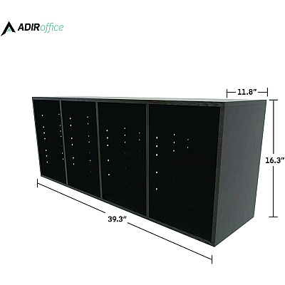 AdirOffice Wood Adjustable 24 Compartment Literature Organizer, 24 Sections, Letter Size, 39.3 x 11.8 x 16.3, Black (ALHI50024BLK)