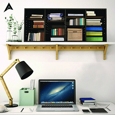 AdirOffice Wood Adjustable 24 Compartment Literature Organizer, 24 Sections, Letter Size, 39.3 x 11.8 x 16.3, Black (ALHI50024BLK)