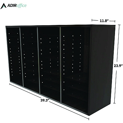 AdirOffice Wood Adjustable 36 Compartment Literature Organizer, 36 Sections, Letter Size, 39.3 x 11.8 x 23.9, Black (ALHI50036BLK)