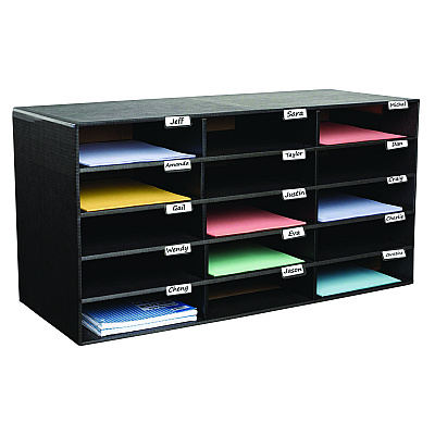 AdirOffice File Classroom Literature Organizer, 15 Sections, Letter Size, 32 x 13 x 17, Black (ALHI50115BLK)