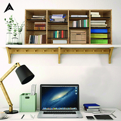 AdirOffice Wood Adjustable 24 Compartment Literature Organizer, 24 Sections, Letter Size, 39.3 x 11.8 x 16.3, Medium Oak (ALHI50024MEO)