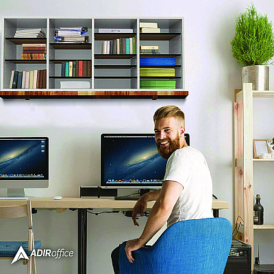 AdirOffice Wood Adjustable 24 Compartment Literature Organizer, 24 Sections, Letter Size, 39.3 x 11.8 x 16.3, White (ALHI50024WHI)
