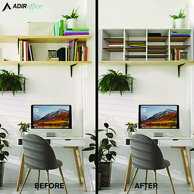 AdirOffice Wood Adjustable 24 Compartment Literature Organizer, 24 Sections, Letter Size, 39.3 x 11.8 x 16.3, White (ALHI50024WHI)
