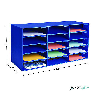 AdirOffice File Classroom Literature Organizer, 15 Sections, Letter Size, 32 x 13 x 17, Blue (ALHI50115BLU)
